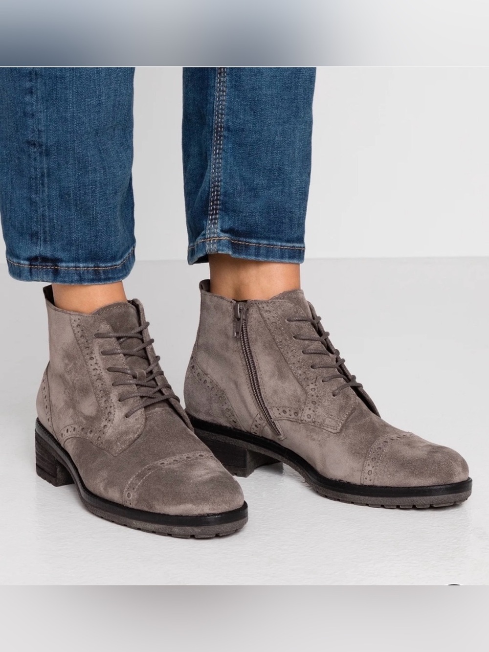 Rieker Dark Brown Suede Lace-Up Ankle Boots